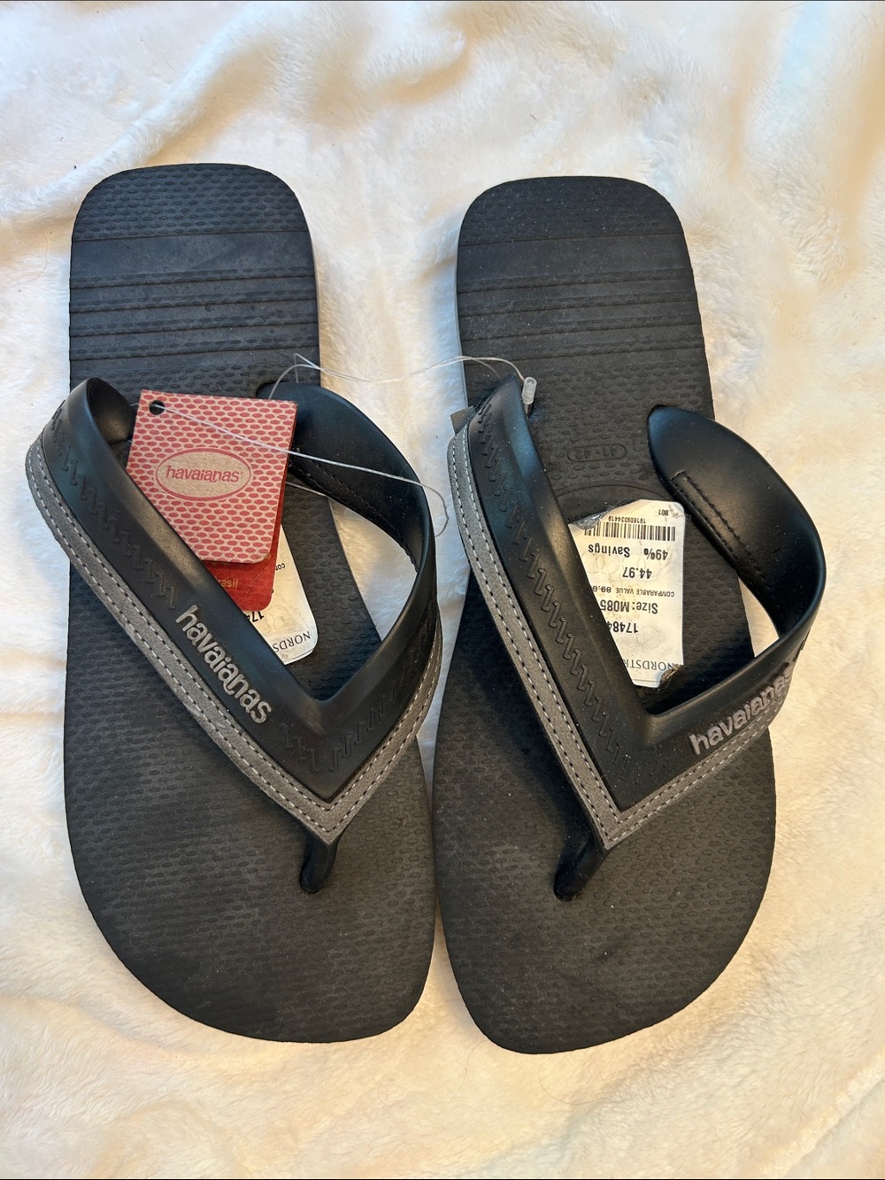 Havaianas Men’s Black Flip Flops with Gray Accents